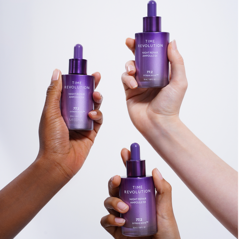 MISSHA Time Revolution Night Repair Ampoule 5X, Korean serum that improves elasticity and dark spots,helps firm skin,brightens skin overnight with model MISSHA Time Revolution Night Repair Ampoule 5X, Korean serum that improves elasticity and dark spots,helps firm skin,brightens skin overnight with model