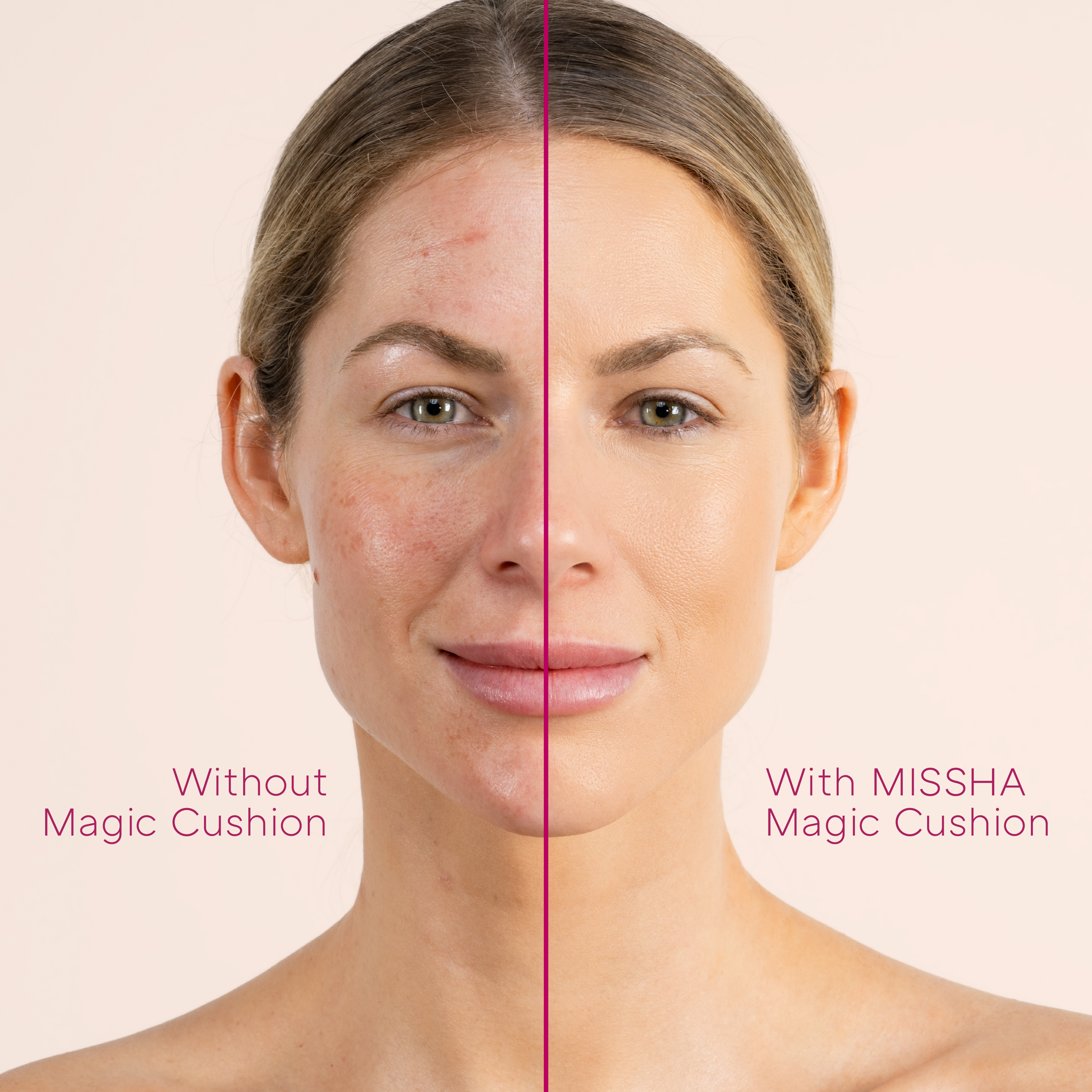 Before and After shot of MISSHA M Magic Cushion Before and After shot of MISSHA M Magic Cushion