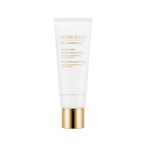 MISSHA Super Aqua Snail Sleeping Mask, leave-on snail mask made with rich snail extract, recommended for dry and uneven skin