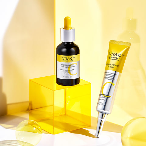 MISSHA Vita C Plus Spot Correcting and Firming Ampoule, 2 in 1 Korean serum with 99% vitamin C and collagen for aging skin MISSHA Vita C Plus Spot Correcting and Firming Ampoule, 2 in 1 Korean serum with 99% vitamin C and collagen for aging skin