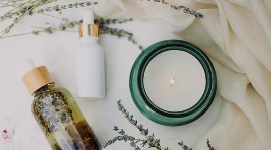 Skincare Products with Candle