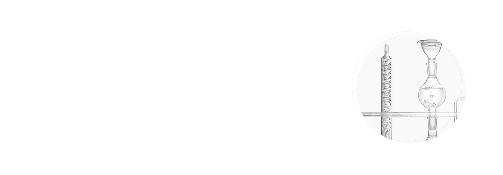 Reflux condenser on left and round-bottom flask on right, both displayed against a clean white background.