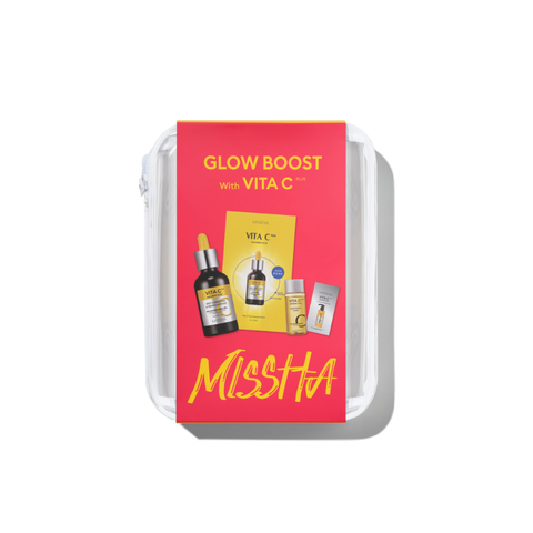 Missha Glow Boost with Vita C skincare product set on a white background
