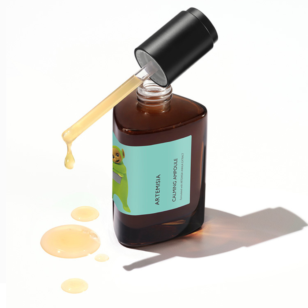 Bottle of Artemisia Calming Ampoule with dropper on a white background