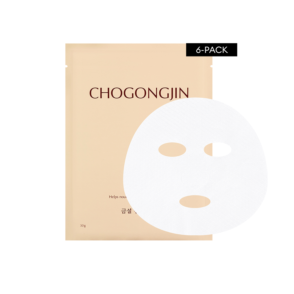 Packaging of Chogongjin Geumsul Jin Mask showing a single sheet mask and indicating a 6-pack quantity.