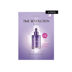 Packaging of Missha Time Revolution Night Repair Ampoule Sheet Mask with information about the product being a 6-pack.