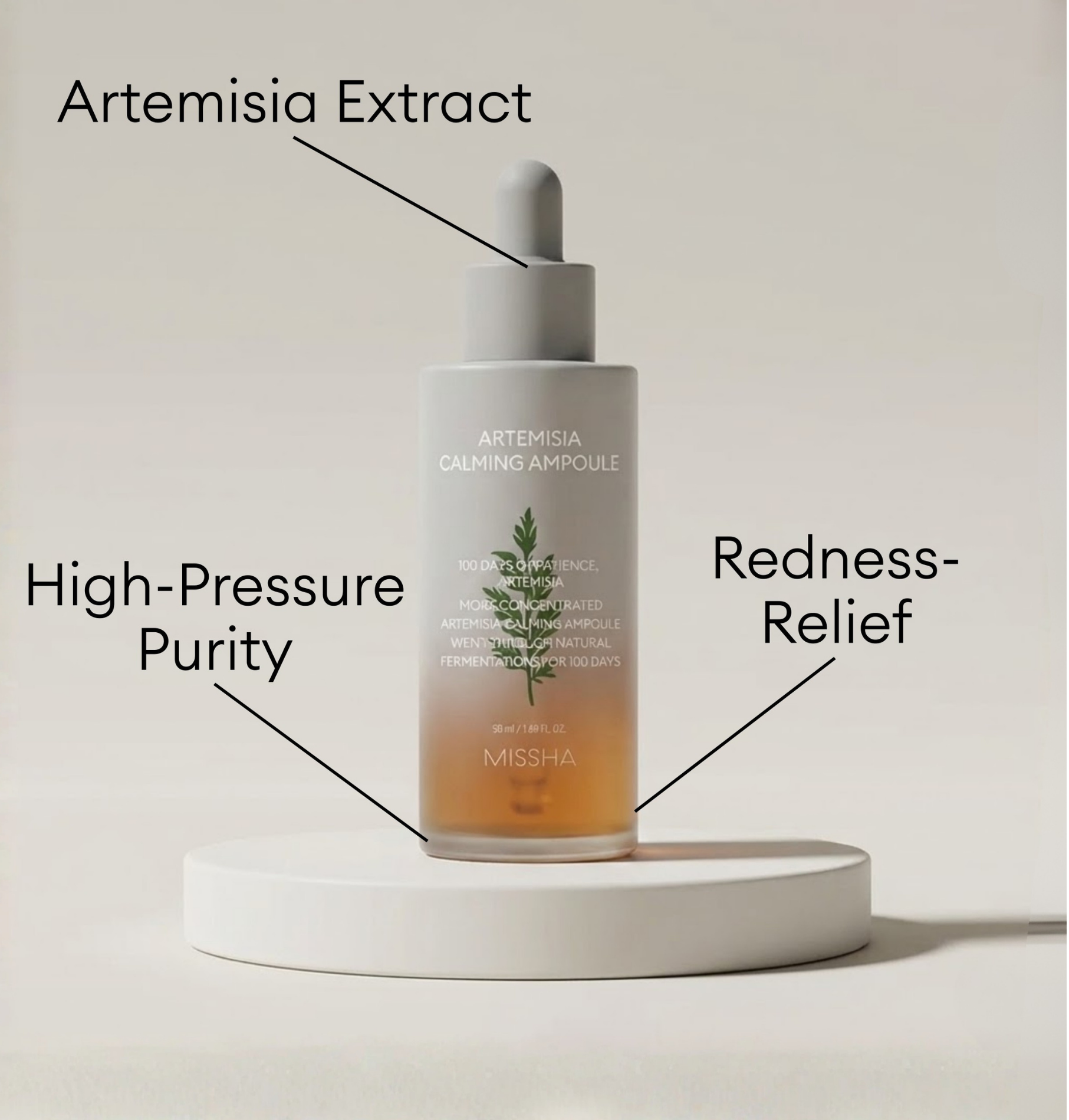 MISSHA Artemisia Calming Ampoule featuring Artemisia Extract for targeted redness-relief.