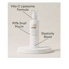 MISSHA Super Aqua Cell Renew Snail Mucin Vitamin C Essence with 90% snail mucin and Vita-C Liposome formula for an elasticity boost.