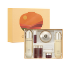MISSHA Chogongjin Geumsul Vitalizing Special Set featuring toner, emulsion, cream, and mini skincare bottles in a luxurious gold box inspired by traditional Korean aesthetics