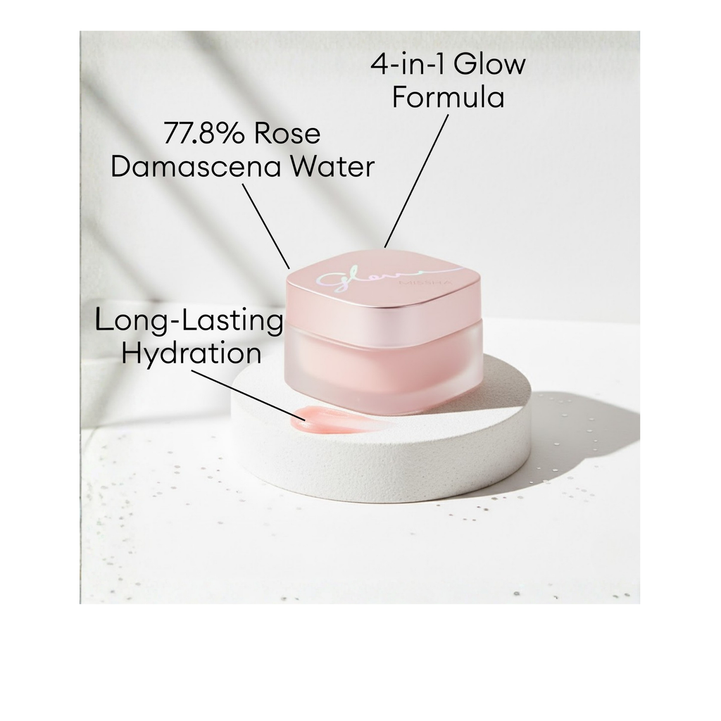 MISSHA Glow Skin Balm with 77.8% Rose Damascena Water for long-lasting hydration and a 4-in-1 glow formula.