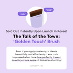 Promotional graphic for the MISSHA Golden Touch Brush, a sold-out viral product from Korea known for its effortless, seamless blending that creates a stunning, airbrushed finish with just one swipe.
