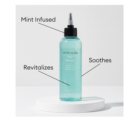 A'pieu Mint Scalp Hair Vinegar bottle, a refreshing mint-infused treatment that helps revitalize and soothe the scalp.