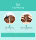 Step-by-step guide showing how to use A’PIEU Mint Scalp Hair Vinegar — apply directly to the scalp after shampooing, massage gently, and rinse with lukewarm water for a refreshed scalp.