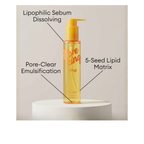 A'pieu Pore King Minji Cleansing Oil with 5-Seed Lipid Matrix for lipophilic sebum to help dissolve and emulsifying oil to help clear pores