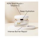 MISSHA Super Aqua Cell Renew Snail Mucin Vitamin C Cream with 90% snail mucin for intense barrier repair.
