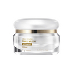 A jar of Missha Cell Renew Snail Mucin Vitamin C Cream with white and gold colors packaging.
