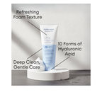 MISSHA Super Aqua Ultra Hyalron Foaming Cleanser tube with 10 forms of Hyaluronic Acid for a deep clean and gentle moisturizing care.