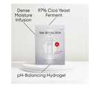 MISSHA Time Revolution The First Essence Mask with 97% Cica Yeast Ferment and pH-balancing hydrogel for dense moisture infusion.