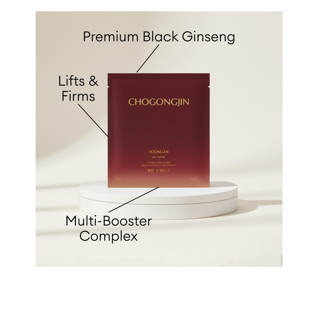 Chogongjin Youngan Jin Mask featuring Premium Black Ginseng and Multi-Booster Complex to lift and firm skin.