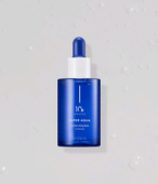 A blue glass ampoule with a dropper, labeled 'Missha Super Aqua Ultra Hyalron Ampoule' against a white background.