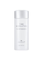 MISSHA Time Revolution The First Essence 5X mini bottle with sleek white packaging, powered by 97% Extreme Ferment α™ for bright, hydrated skin
