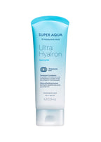 A tube of Super Aqua Ultra Hyalron Peeling Gel by Missha, designed for gentle exfoliation and moisture barrier strengthening.