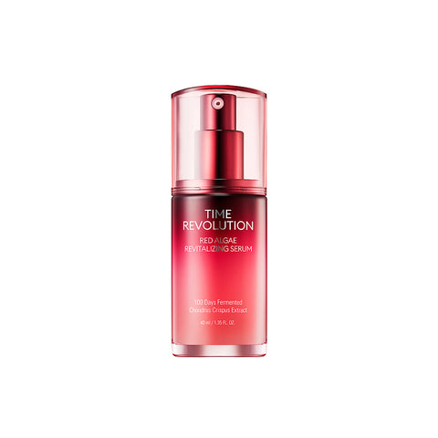MISSHA Time Revolution Red Algae Revitalizing Serum, Korean serum to repair dry and damaged skin, made with Irish moss, ups elasticity