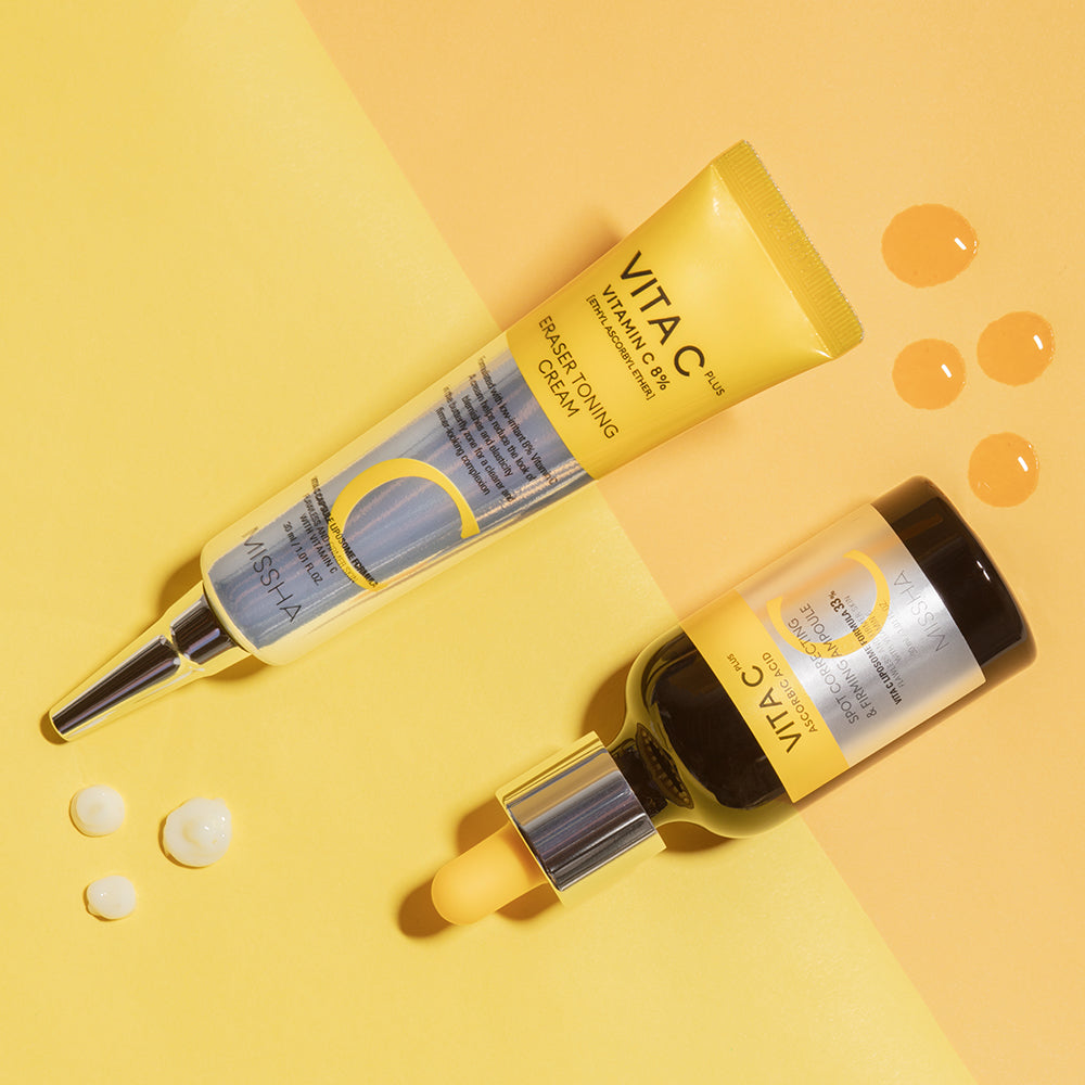 MISSHA Vita C Plus Eraser Toning Cream, Korean brightening cream with 8% Vitamin C derivative that erases dark spots