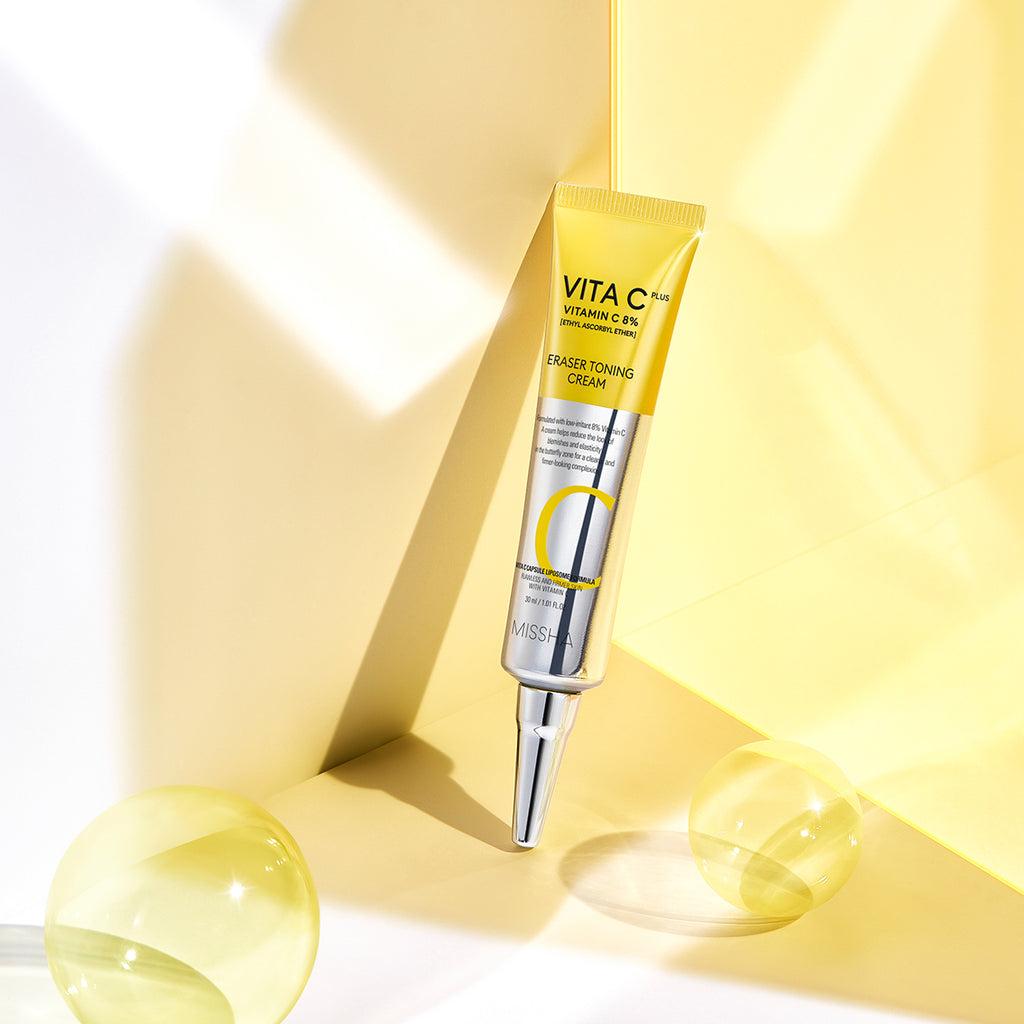 MISSHA Vita C Plus Eraser Toning Cream, Korean brightening cream with 8% Vitamin C derivative that erases dark spots