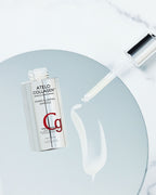 MISSHA Atelo Collagen 500 Power Plumping Ampoule with dropper and creamy serum texture, highlighting atelocollagen formula for firm, hydrated skin