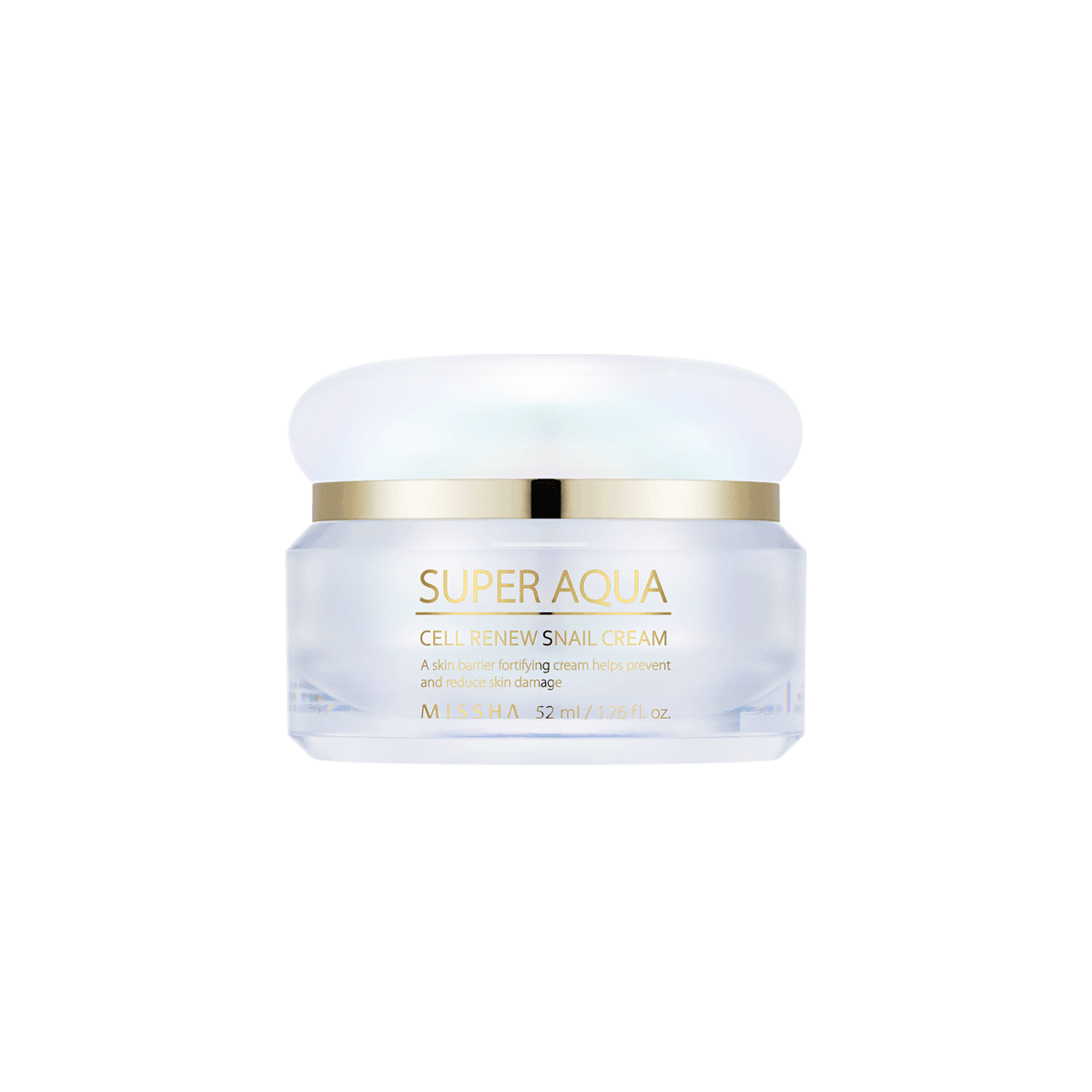 MISSHA Super Aqua Snail Cream-Korean skincare hydrating cream with 70% snail mucin extract for anti-aging and skin recovery