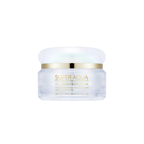 MISSHA Super Aqua Snail Cream-Korean skincare hydrating cream with 70% snail mucin extract for anti-aging and skin recovery