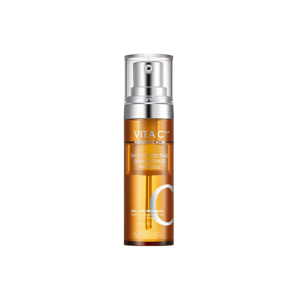MISSHA Vita C Plus Spot Correcting Concentrate Ampoule, Korean concentrated Vitamin C ampoule for dull skin. Shake before using